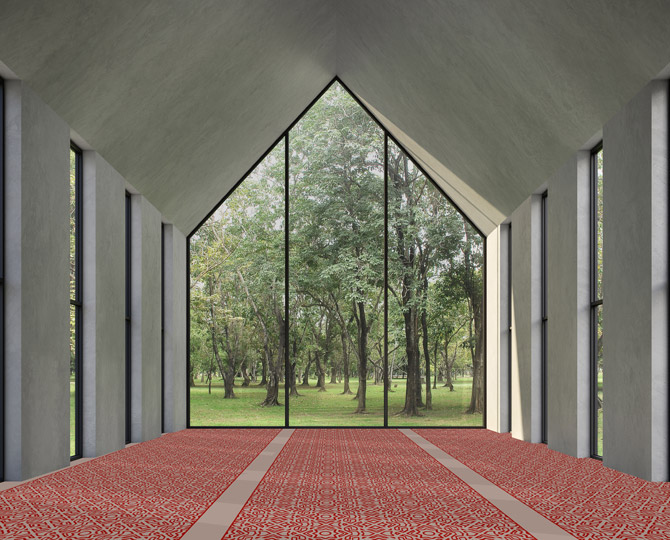 Red Loop Tradizionale Prayer Room Carpet