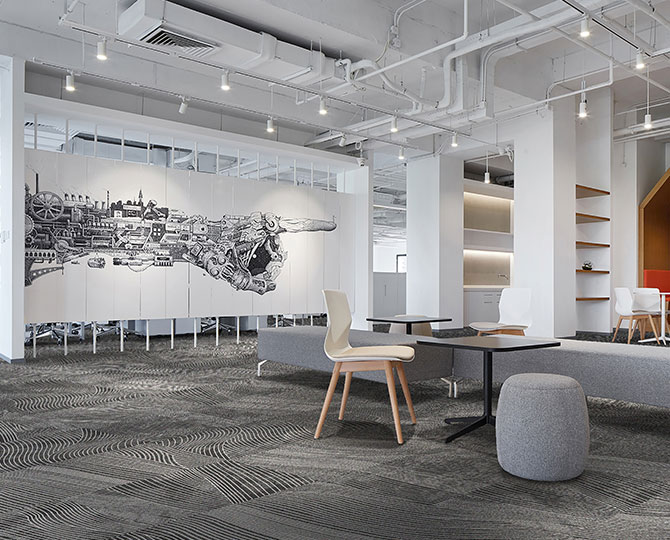 MINERA ANDES Grey Loop Modern Office Carpet Tiles