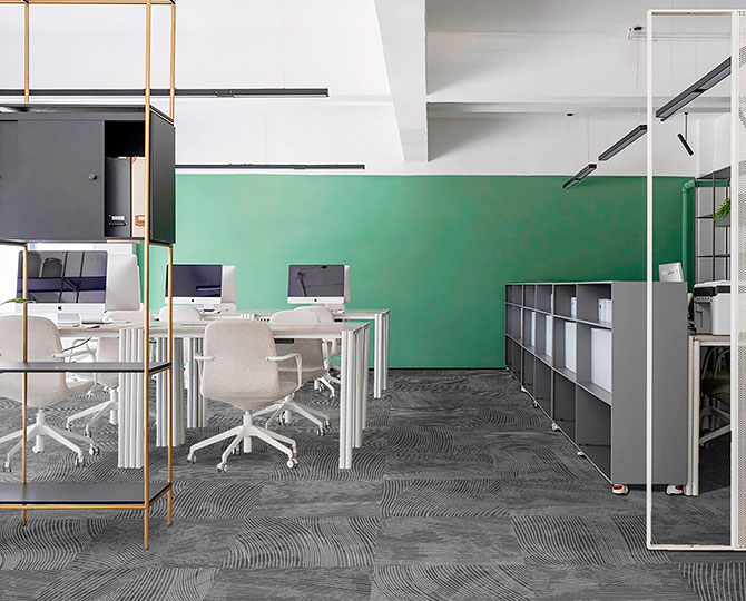 MINERA ANDES Light Grey Loop Modern Office Carpet Tiles