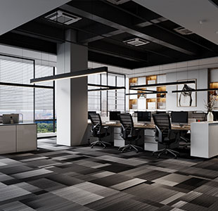 Elantra Square Grey Loop Modern Office Carpet Tiles