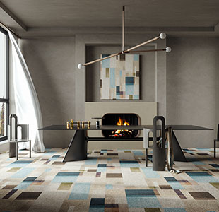 Mondrain BLUE Loop Modern Hotel Carpet Tiles