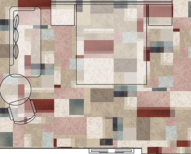 Mondrain Red Loop Modern Hotel Carpet Tiles