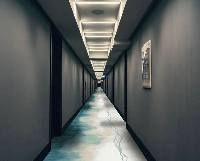 Blue Cut Modern Corridor Carpet 242x286